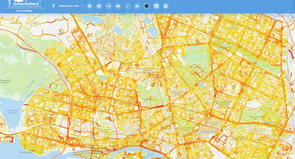 Оценка потоков людей по улицам, количество человек (Город-миллионник и его агломерация)